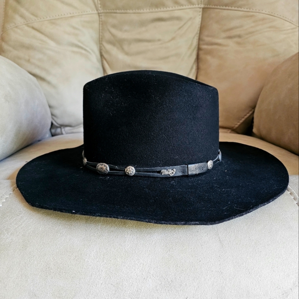 Bailey Black‎ Wool Made In USA Cowboy Festival Western Hat Size 6 7/8